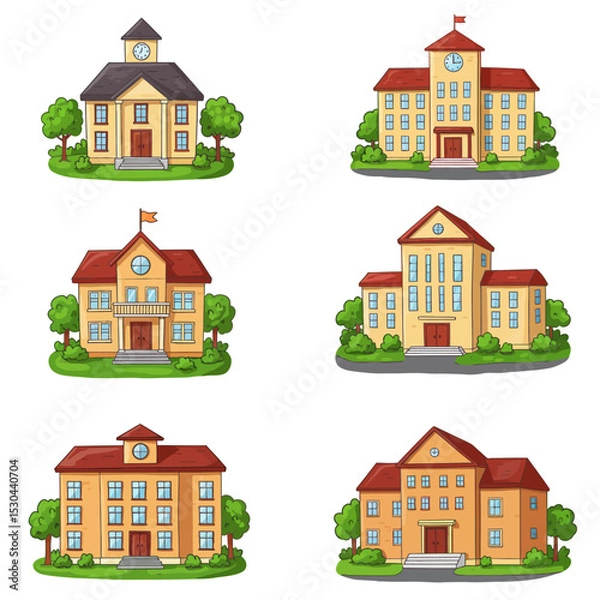 Obraz City life concept. Streets and landscape, comfort and coziness. Houses and private property next to car. Panorama and horizontal view. Background or cover for website. Cartoon flat vector illustration