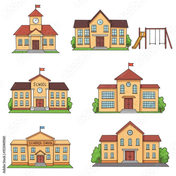 Obraz City life concept. Streets and landscape, comfort and coziness. Houses and private property next to car. Panorama and horizontal view. Background or cover for website. Cartoon flat vector illustration