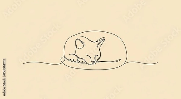 Obraz Minimalist cat line art for international cat day celebration and design