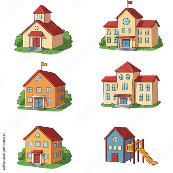 Obraz City life concept. Streets and landscape, comfort and coziness. Houses and private property next to car. Panorama and horizontal view. Background or cover for website. Cartoon flat vector illustration