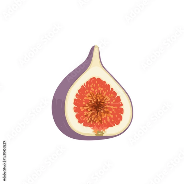 Obraz A vibrant, sliced fig showcasing its juicy interior, set against a clean white background