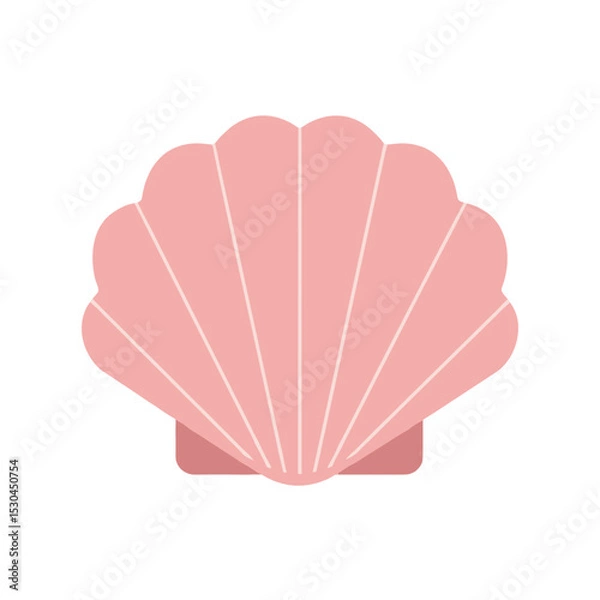 Fototapeta Close-up of a delicate pink seashell resting on a sandy beach with gentle waves