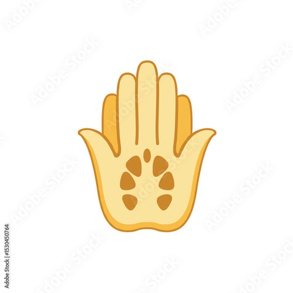 Obraz Cartoon-style illustration of a raised hand with paw prints, symbolizing playfulness