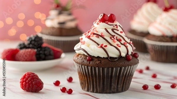 Obraz "Raspberry Delight: Decadent Cupcake with Swirled Frosting"