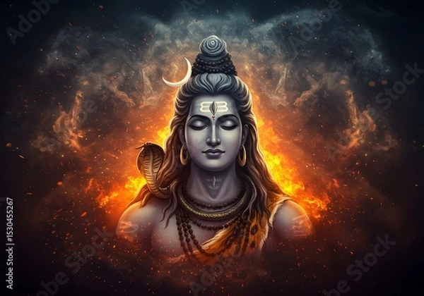 Obraz Lord Shiva: Digital Painting of Hindu Deity