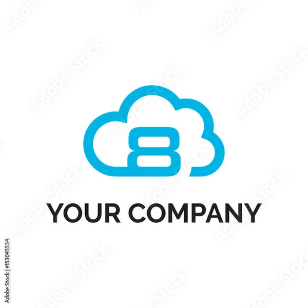 Fototapeta number 8 cloud line logo vector