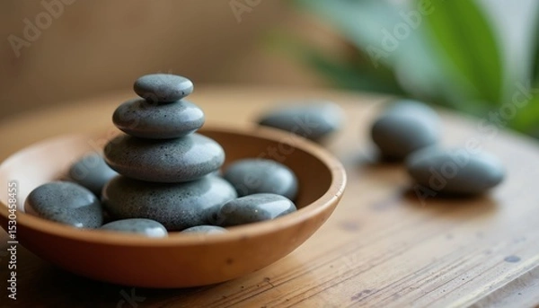 Obraz Zen stone stack in warm earthy tones for relaxation and wellness themes