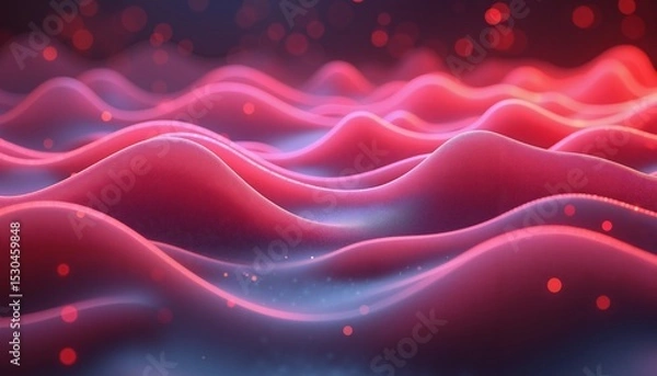 Fototapeta Abstract red wave pattern with bokeh lights, futuristic digital design for wallpapers