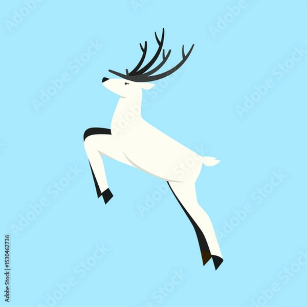 Fototapeta Elegant White Reindeer – Minimal and Edgy Style