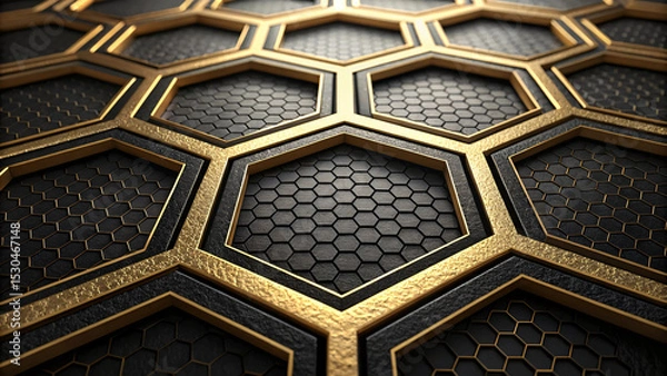 Fototapeta a seamless black and gold hexagons pattern texture for wall 