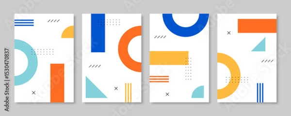 Obraz Collection of memphis style geometric cover design. Vector illustration