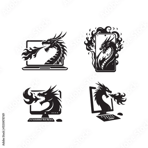 Fototapeta dragon of a computer