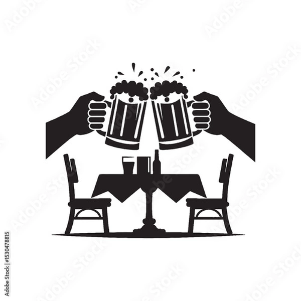 Fototapeta two hands holding beer mugs and clinking