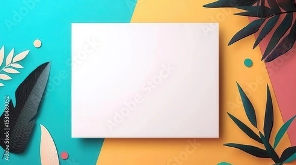Obraz Interactive card template with white space and colorful accents, flat design illustration