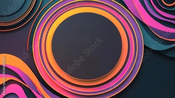 Obraz Web banner frame with empty center and glowing edge, flat design illustration
