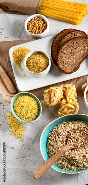 Obraz Different types of cereals and grains
