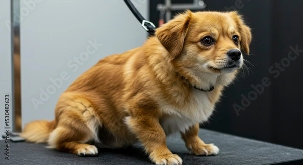 Fototapeta Dog getting groomed