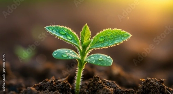 Fototapeta Young sprout emerging from soil (1)