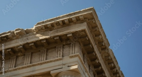 Fototapeta Ancient stone building corner, weathered detail