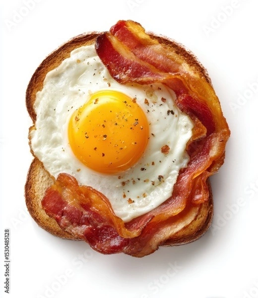Fototapeta Fried egg and bacon on toast (1)
