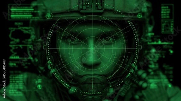 Fototapeta Advanced Weapon System HUD with Emerald Readouts