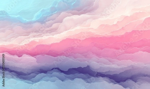 Fototapeta Abstract image featuring soft pastel-colored clouds with shades of pink, blue, and purple blended together in a dreamy, fluid pattern.
