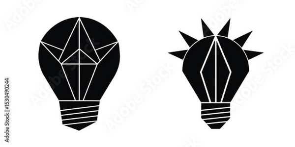 Fototapeta Light Bulb As A Paper Origami Symbolizing Crafted Creativity Silhouette on White Background