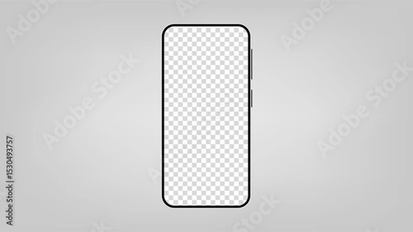 Fototapeta Modern black smartphone with blank vertical screen isolated on white background. vector.