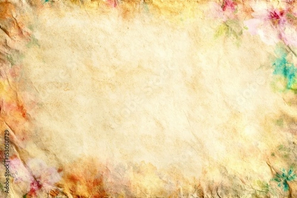 Fototapeta A blank white background with a colorful flowery border