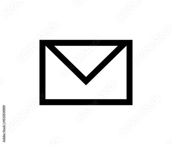 Obraz メールアイコン / Mail Icon – メッセージ・通信・連絡のシンボル・白黒・線