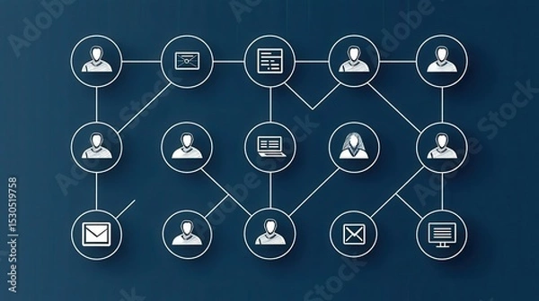 Fototapeta Detailed diagram illustrating the interconnected nature of a modern business network highlighting digital communication channels collaborative workflows and organizational structures