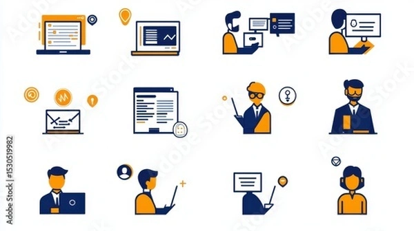 Fototapeta A group of diverse professionals in business attire working together analyzing data and brainstorming solutions to drive their company s growth and success