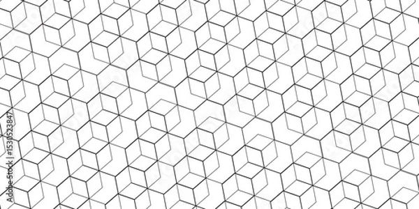 Fototapeta Seamless pattern with hexagon square cube geometric pattern shapes grid metal element texture design. abstract tiles gradient science web tech connection triangle diamond honeycomb.