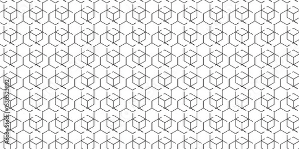 Obraz Seamless pattern with hexagon square cube geometric pattern shapes grid metal element texture design. abstract tiles gradient science web tech connection triangle diamond honeycomb.