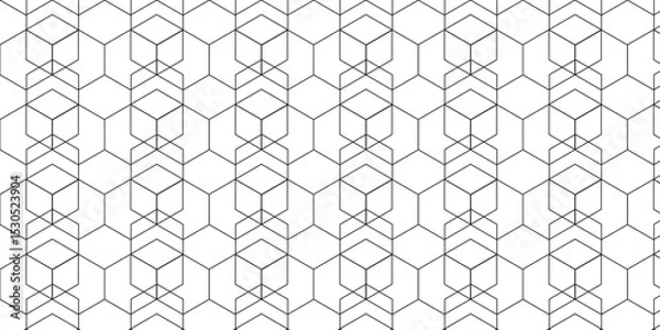 Obraz Seamless pattern with hexagon square cube geometric pattern shapes grid metal element texture design. abstract tiles gradient science web tech connection triangle diamond honeycomb.