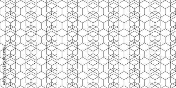 Fototapeta Seamless pattern with hexagon square cube geometric pattern shapes grid metal element texture design. abstract tiles gradient science web tech connection triangle diamond honeycomb.