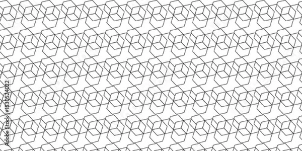 Fototapeta Seamless pattern with hexagon square cube geometric pattern shapes grid metal element texture design. abstract tiles gradient science web tech connection triangle diamond honeycomb.