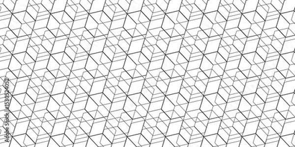 Fototapeta Seamless pattern with hexagon square cube geometric pattern shapes grid metal element texture design. abstract tiles gradient science web tech connection triangle diamond honeycomb.