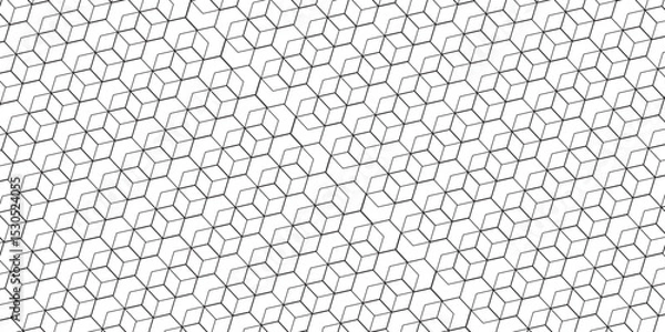 Fototapeta Seamless pattern with hexagon square cube geometric pattern shapes grid metal element texture design. abstract tiles gradient science web tech connection triangle diamond honeycomb.