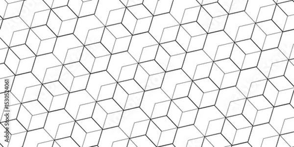 Fototapeta Seamless pattern with hexagon square cube geometric pattern shapes grid metal element texture design. abstract tiles gradient science web tech connection triangle diamond honeycomb.