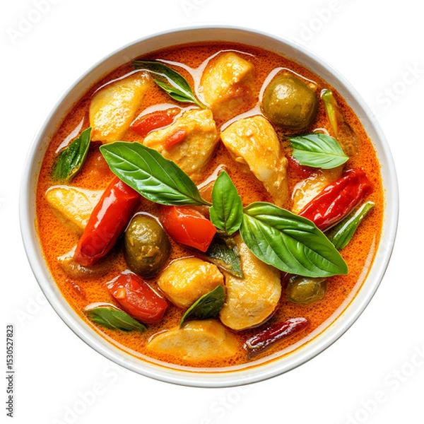 Fototapeta Gaeng Som Thai sour curry isolated on a white background