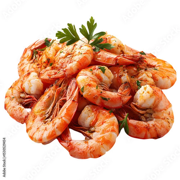 Fototapeta Gambas a la plancha isolated on a white background.