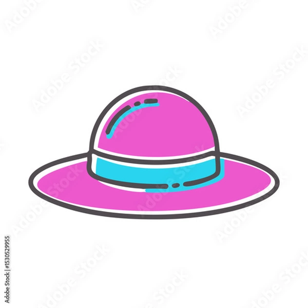Fototapeta Colorful hat icon in pink and blue design for graphic use  