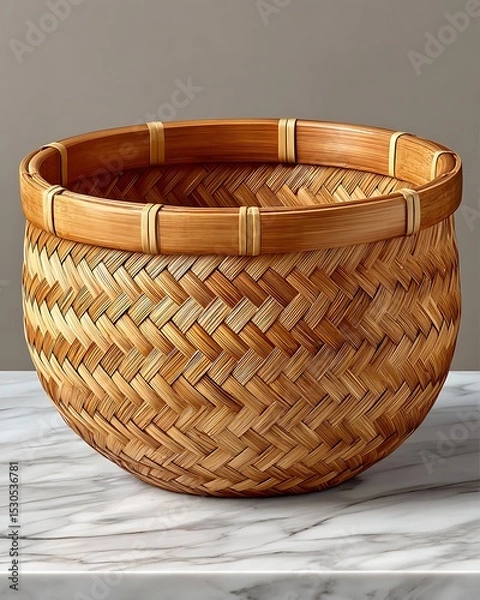 Fototapeta Natural fiber basket in round open form Images