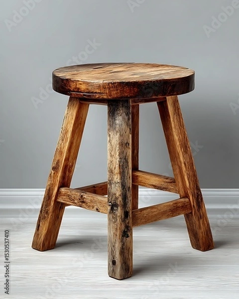 Fototapeta Natural finish stool in isolated setting high resolution image