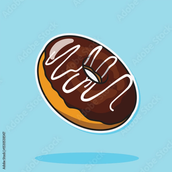 Fototapeta Chocolate donut vector illustration can be used for stickers