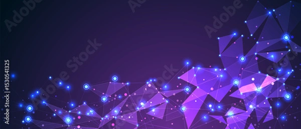Fototapeta Abstract blue purple triangle mesh network connect fechnology futuristic background vector