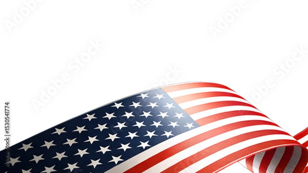Fototapeta A red, white and blue ribbon with stars , USA United State of America flag ribbon, usa flag decorative banner border divider stripe set vector design template