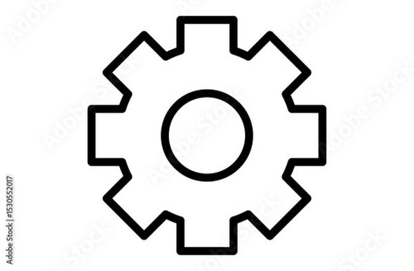 Obraz 設定アイコン – 歯車モチーフのシンプルなUI用線画ベクター素材