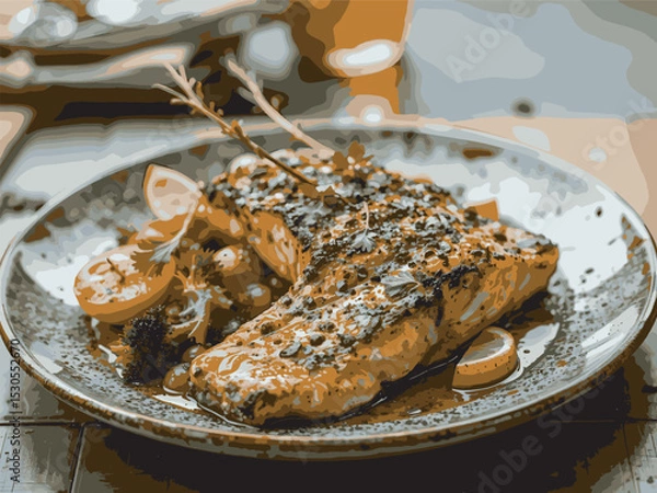 Obraz grilled chicken breast with potatoes